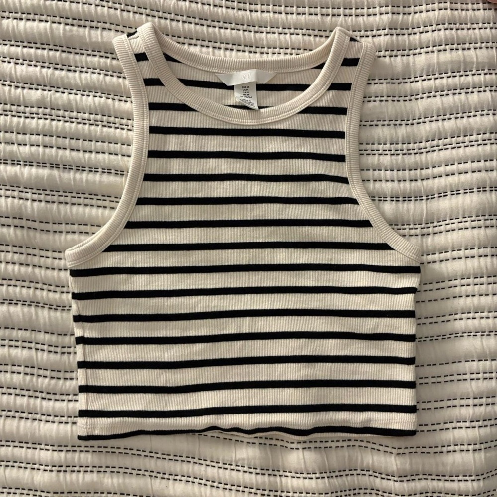 H&M Black and White Striped Tank Top